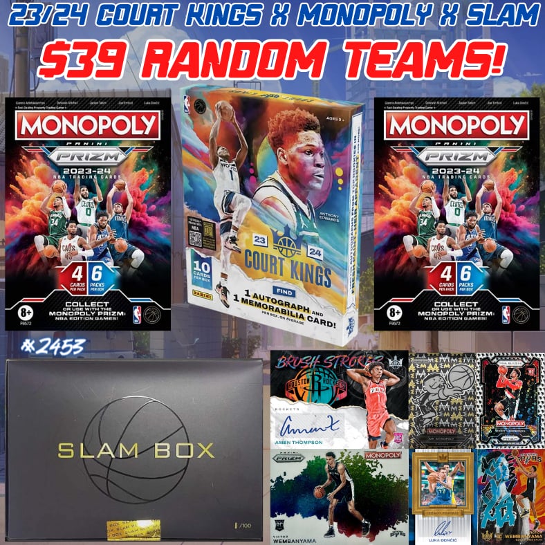 Break 2453 - NBA 23/24 Court Kings x Monopoly x Slam - $39 Random Teams!