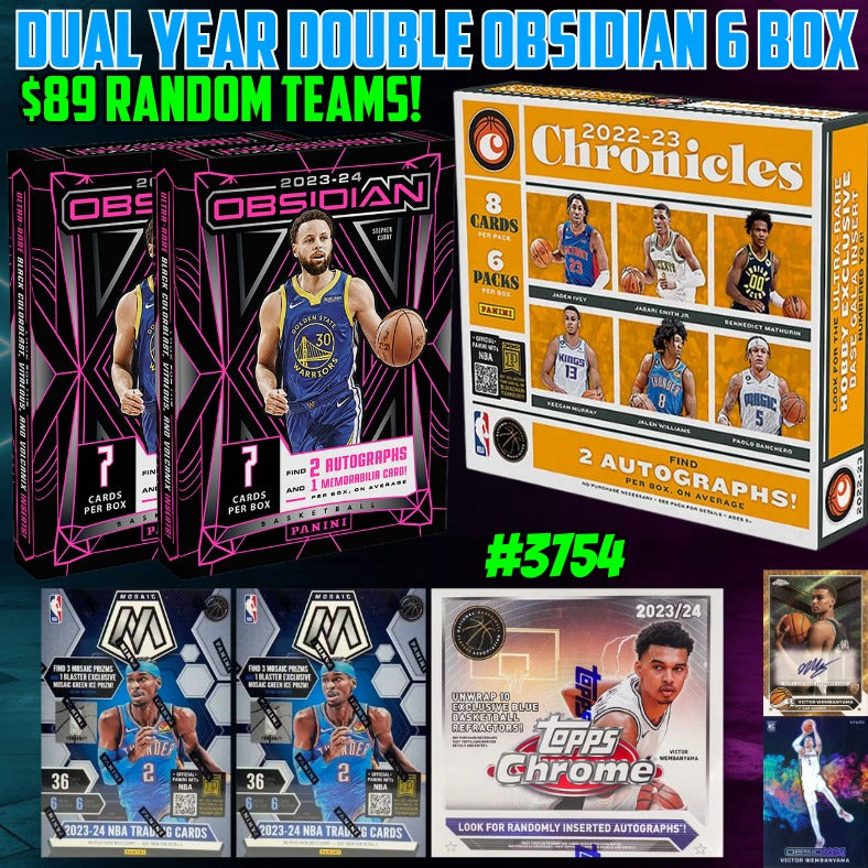 Break 3754 - NBA Dual Year Double Obsidian x Chronicles 6 Box - $89 Random Teams!