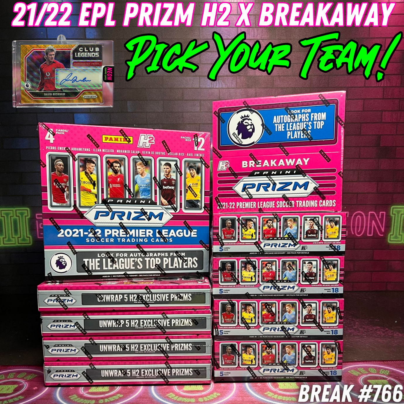 Break 766 - 21/22 EPL Prizm H2 Hybrid x Breakaway 10 Box Mixer Pick Your Team