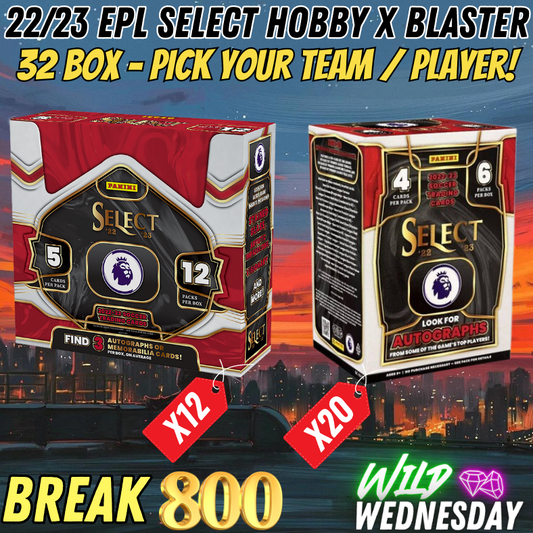 Break 800A - 22/23 Select Premier League Hobby x Blaster TWO Case Break - Pick Your Player / Team