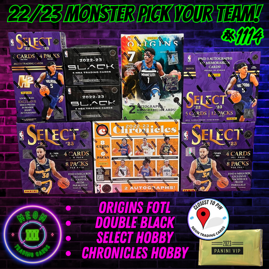 Break 1114 - NBA 22/23 Monster 8 Box Pick Your Team ft Origins FOTL, Double Black, Select Hobby & More!