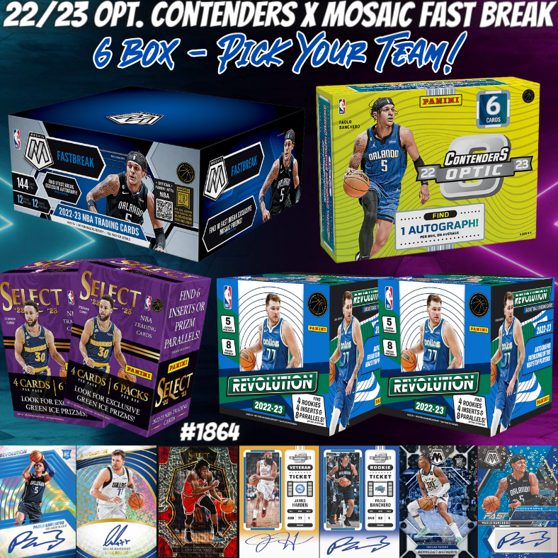 Break 1864 - NBA 22/23 Optic Contenders x Mosaic Fast Break 6 Box - Pick Your Team!