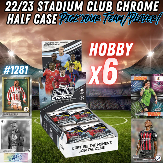 Break 1281 - 22/23 Topps UEFA Stadium Club Chrome - HALF CASE - 6 Boxes - Pick Your Team!