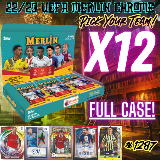 Break 1287 - 22/23 Merlin Chrome Hobby Full Case - Pick Your Team/Player!