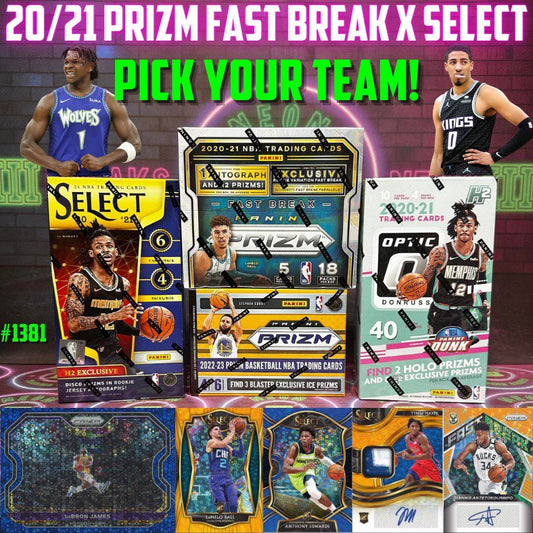 Break 1381 - NBA 20/21 Prizm Fast Break x Select 4 Box - Pick Your Team!