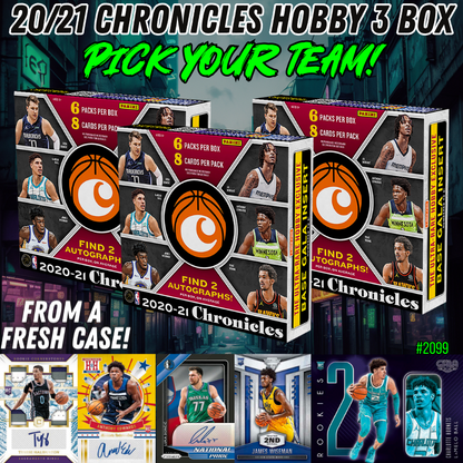 Break 2099 - NBA 20/21 Chronicles Hobby 3 Box - Pick Your Team!