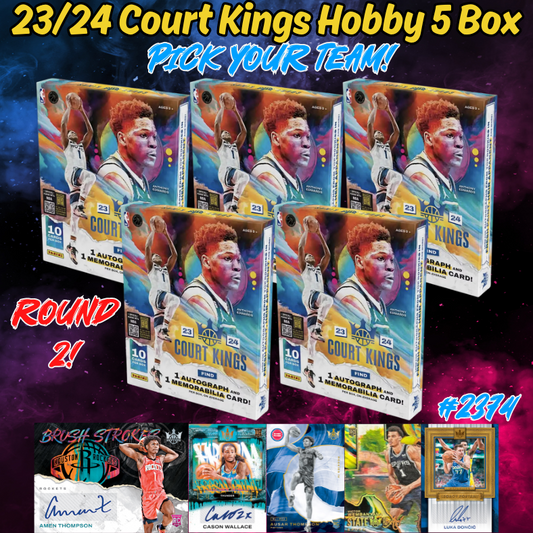 Break 2374 - NBA 23/24 Court Kings Hobby 5 Box - Pick Your Team ROUND 2!