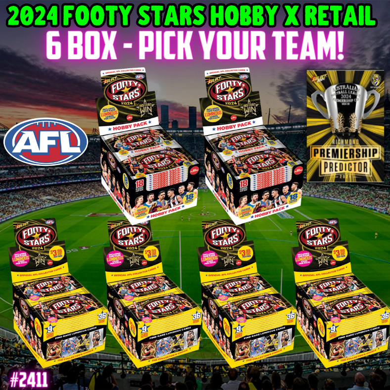 Break 2411 - Select 2024 AFL Footy Stars Hobby x Retail 6 Box Pick Your Team!