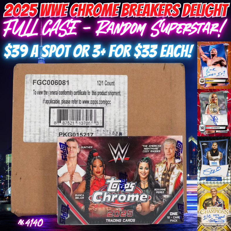 Break 4142 - 2025 WWE Chrome BREAKERS DELIGHT FULL CASE - Random Superstar!