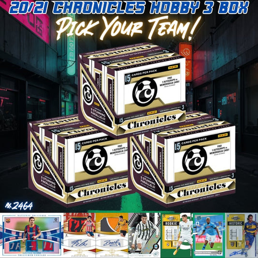 Break 2464 - 20/21 Panini Chronicles Soccer Hobby - 3 Box - Pick Your Team!