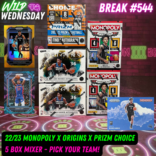 Break  544 - NBA 22/23 Monopoly Mixer ft Prizm Choice & Origins - Pick Your Team