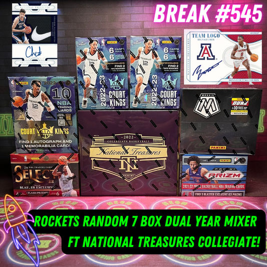 Break  545 - NBA Rocket's Dual Year Random Teams 7 Box Mixer ft National Treasures Collegiate!