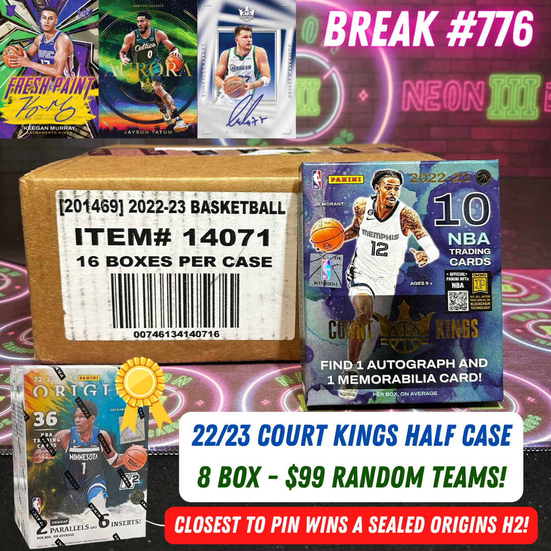 Break 776 - NBA 22/23 Court Kings Hobby 8 Box HALF CASE - $99 Random Teams!