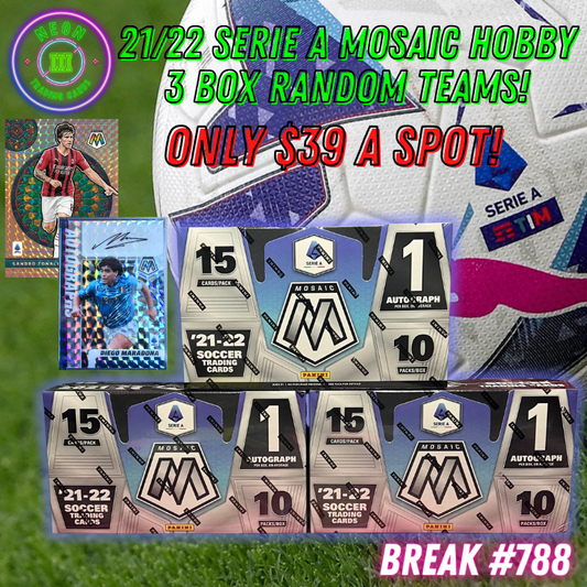 Break 788 - 21/22 Serie A Mosaic Hobby - 3 Box Random Teams - $39 a spot!