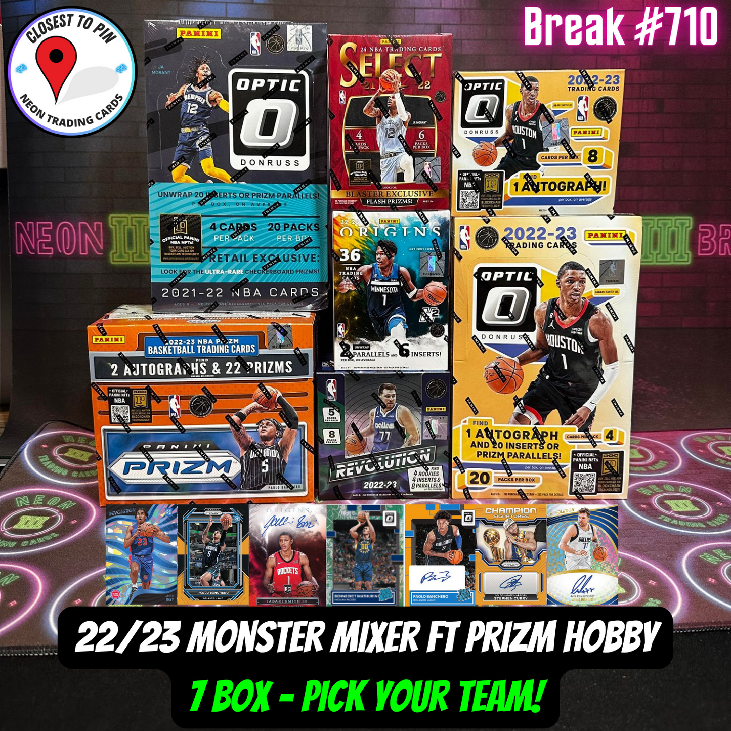 Break 710 - NBA 22/23 Prizm Hobby 7 Box Monster Mixer - Pick Your Team!