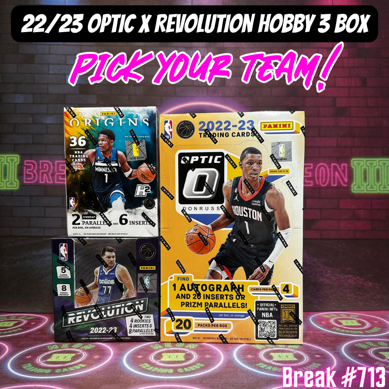 Break 713 - NBA 22/23 Optic x Revolution Hobby 3 Box Value - Pick Your Team!