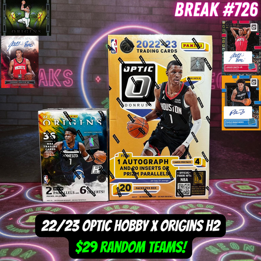 Break 726 - NBA 22/23 Optic Hobbby x Origins H2 - $29 Random Teams!