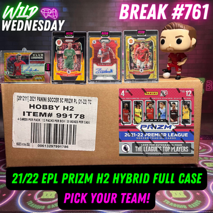 Break 761 - 21/22 EPL Prizm H2 Hybrid Full Case Pick Your Team