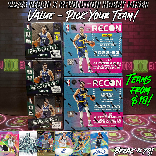 Break 791 - NBA 22/23 Recon Hobby x Revolution Hobby 5 Box - Pick Your Team!