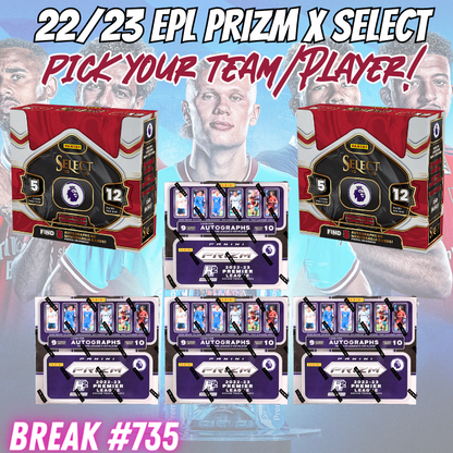 Break 735 - 22/23 Premier League Select Hobby x Prizm Breakaway 6 Box Pick Your Player/Team