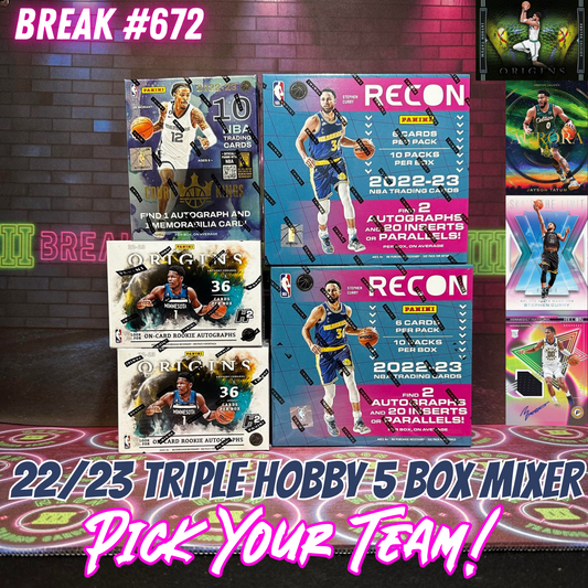 Break 672 - NBA 22/23 Recon x Court Kings Triple Hobby 5 Box Mixer - Pick Your Team!