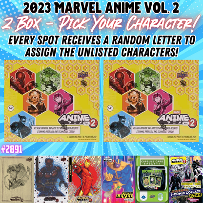 Break 2891 - 2023 Marvel Anime Vol. 2 - 2 Box - Pick Your Character + Random Letter!