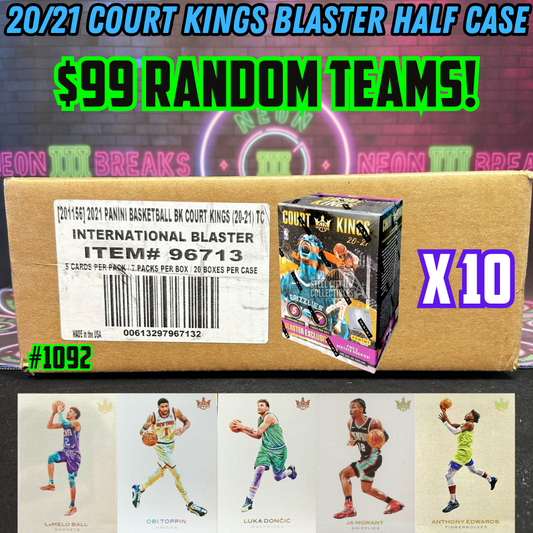 Break 1092 - NBA 20/21 Court Kings Blaster 10 Box HALF CASE - $99 Random Teams!