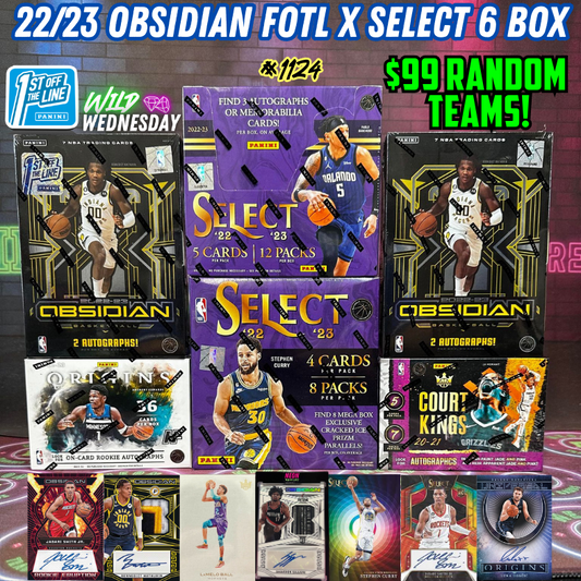 Break 1124 - NBA 22/23 Select Hobby x Obsidian FOTL 6 Box - $99 Random Teams!