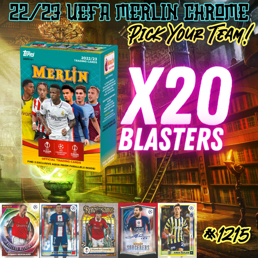 Break 1216 - 22/23 Topps UEFA Merlin Chrome Blasters - 20 Boxes - Pick Your Team