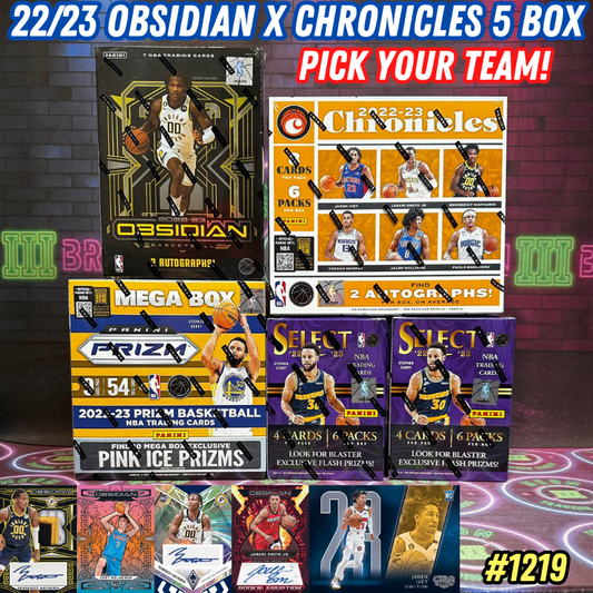 Break 1219 - NBA 22/23 Obsidian x Chronicles Hobby 5 Box - Pick Your Team!