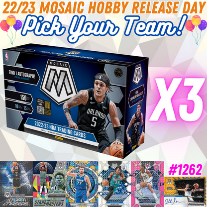 Break 1262 - NEW NBA 22/23 Mosaic 3 Box - Pick Your Team!