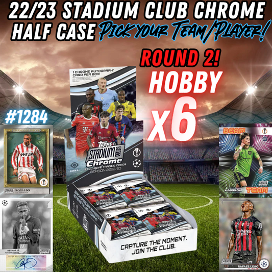 Break 1284 - 22/23 Topps UEFA Stadium Club Chrome - HALF CASE - 6 Boxes - Pick Your Team! Round 2