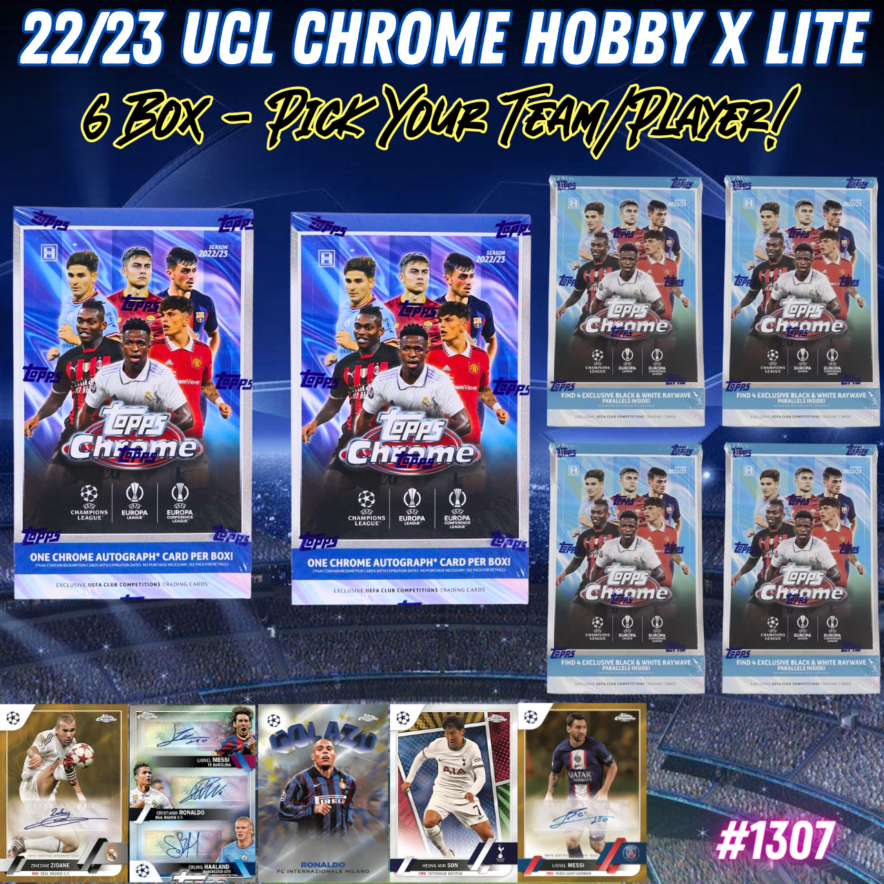 Break 1307 - 22/23 UCC Chrome Hobby x Lite 6 Box - Pick Your Team