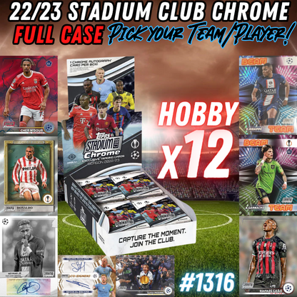 Break 1316 - 22/23 Topps UEFA Stadium Club Chrome - FULL CASE - 12 Boxes - Pick Your Team!