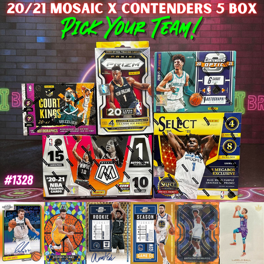 Break 1328 - NBA 20/21 Optic Contenders x Mosaic 5 Box Mixer - Pick Your Team!