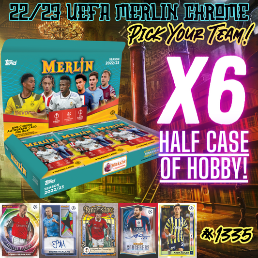 Break 1335 - 22/23 Merlin Chrome Hobby Half Case - 6 Boxes - Pick Your Team/Player!