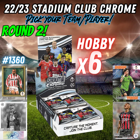 Break 1360 - 22/23 Topps UEFA Stadium Club Chrome - 6 Boxes - Pick Your Team ROUND 2!