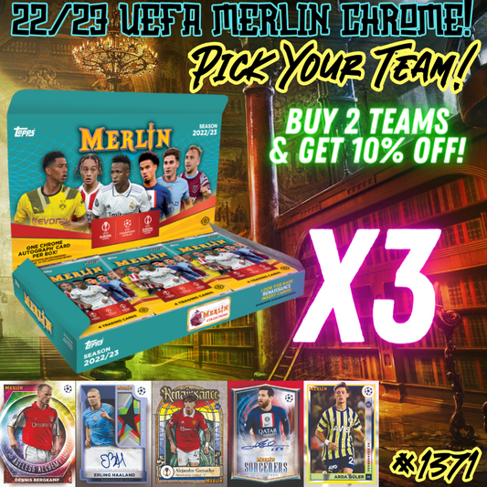 Break 1371 - 22/23 Merlin Chrome Hobby - 3 Boxes - Pick Your Team/Player!