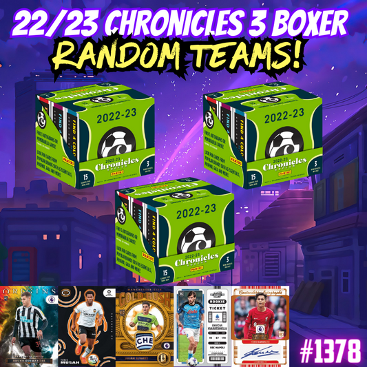 Break 1378 - 22/23 Chronicles Soccer Hobby - 3 Box - Random Teams - $79 a spot!