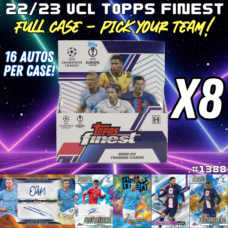 Break 1388 - 22/23 Topps UEFA Finest 8 Master Box FULL CASE - Pick Your Team!