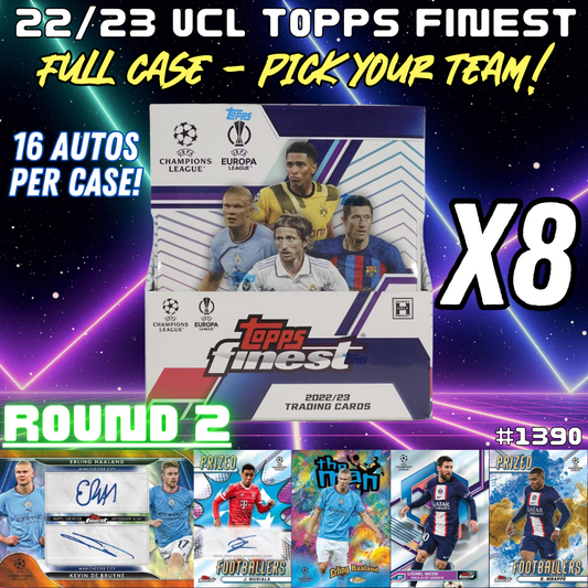 Break 1390 - 22/23 Topps UEFA Finest 8 Master Box FULL CASE - Pick Your Team ROUND 2!