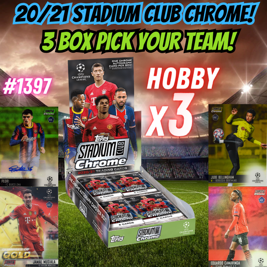 Break 1397 - WW REWARD 20/21 Topps UEFA Stadium Club Chrome Hobby - 3 Box - Pick Your Team!