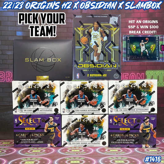 Break 1416 - NBA 22/23 Origins H2 x SlamBox x Obsidian 8 Box - Pick Your Team!