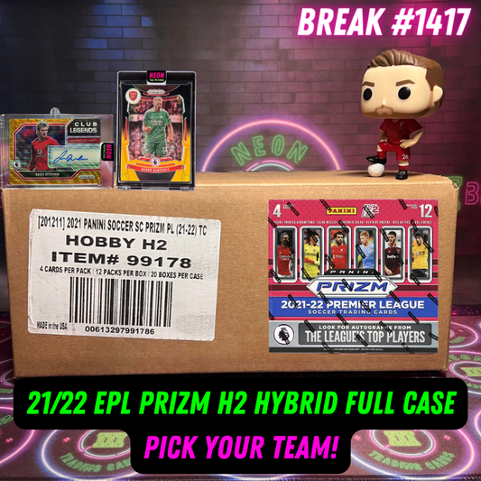 Break 1417 - 21/22 EPL Prizm H2 Hybrid Full Case Pick Your Team