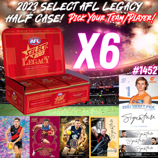 Break 1452 - 2023 AFL Select Legacy Half Case - 6 Boxes - Pick Your Team!