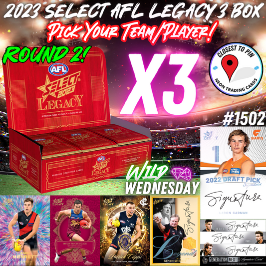 Break 1502 - 2023 AFL Select Legacy 3 Box - Pick Your Team ROUND 2!