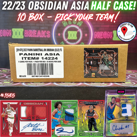 Break 1535 - NBA 22/23 Obsidian Asia 10 Box HALF CASE - Pick Your Team!