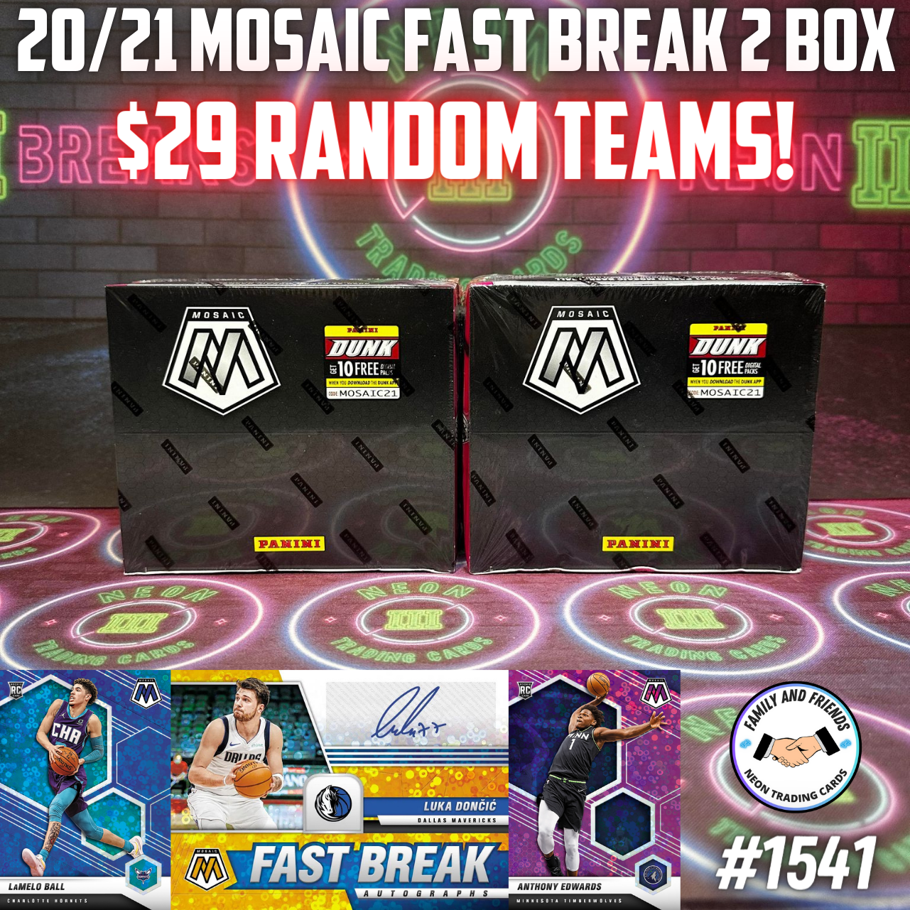 Break 1541 - NBA 20/21 Mosaic Fast Break 2 Box - $29 Random Teams!