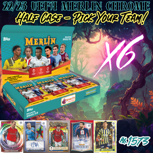 Break 1573 - 22/23 UEFA Merlin Hobby HALF CASE - Pick Your Team!