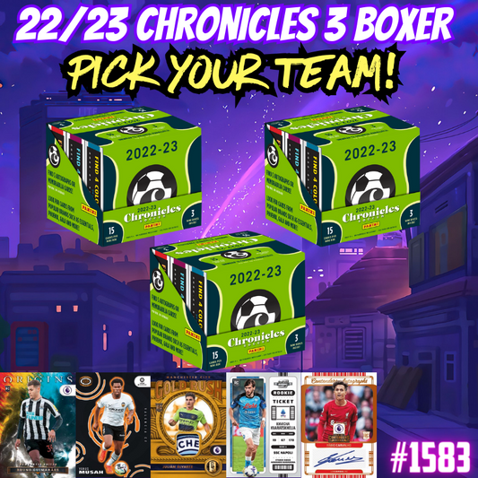 Break 1584 - 22/23 Chronicles Soccer Hobby 3 Box - Pick Your Team!